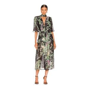Sabina Musayev Lunetta Midi Dress in Black Floral - Sold at REVOLVE